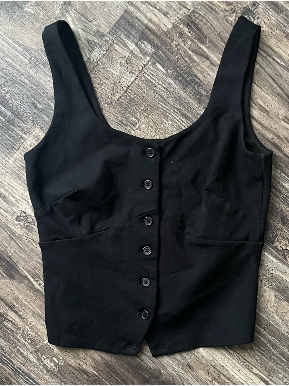 NWOT a new day Black Button-Front Tank Top